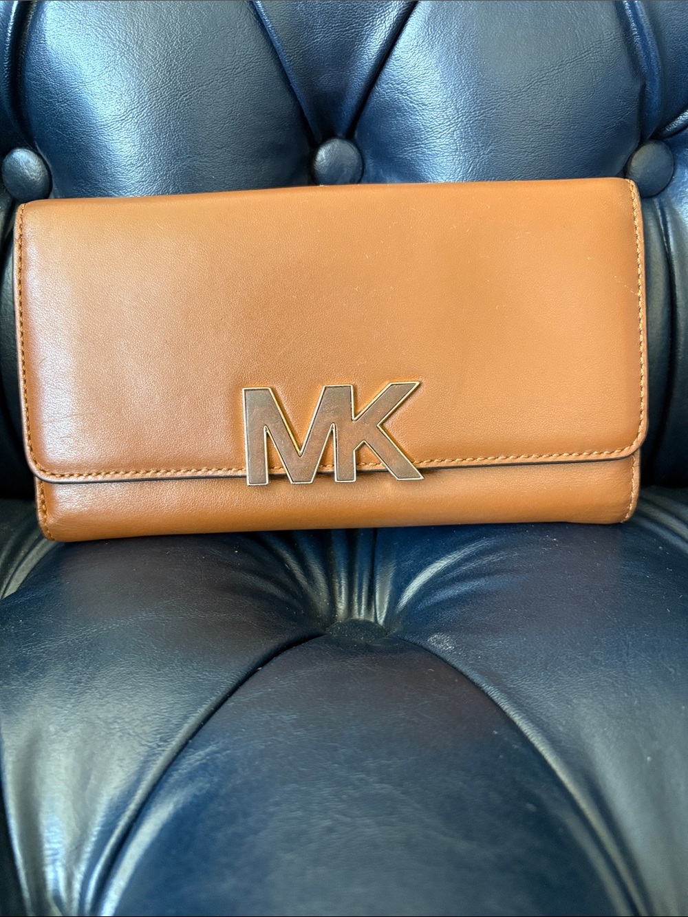 Michael Kors Cognac Leather MK Logo Wallet
